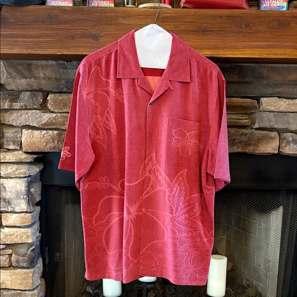 Jamaica Jaxx Burgundy Floral Button Down Shirt